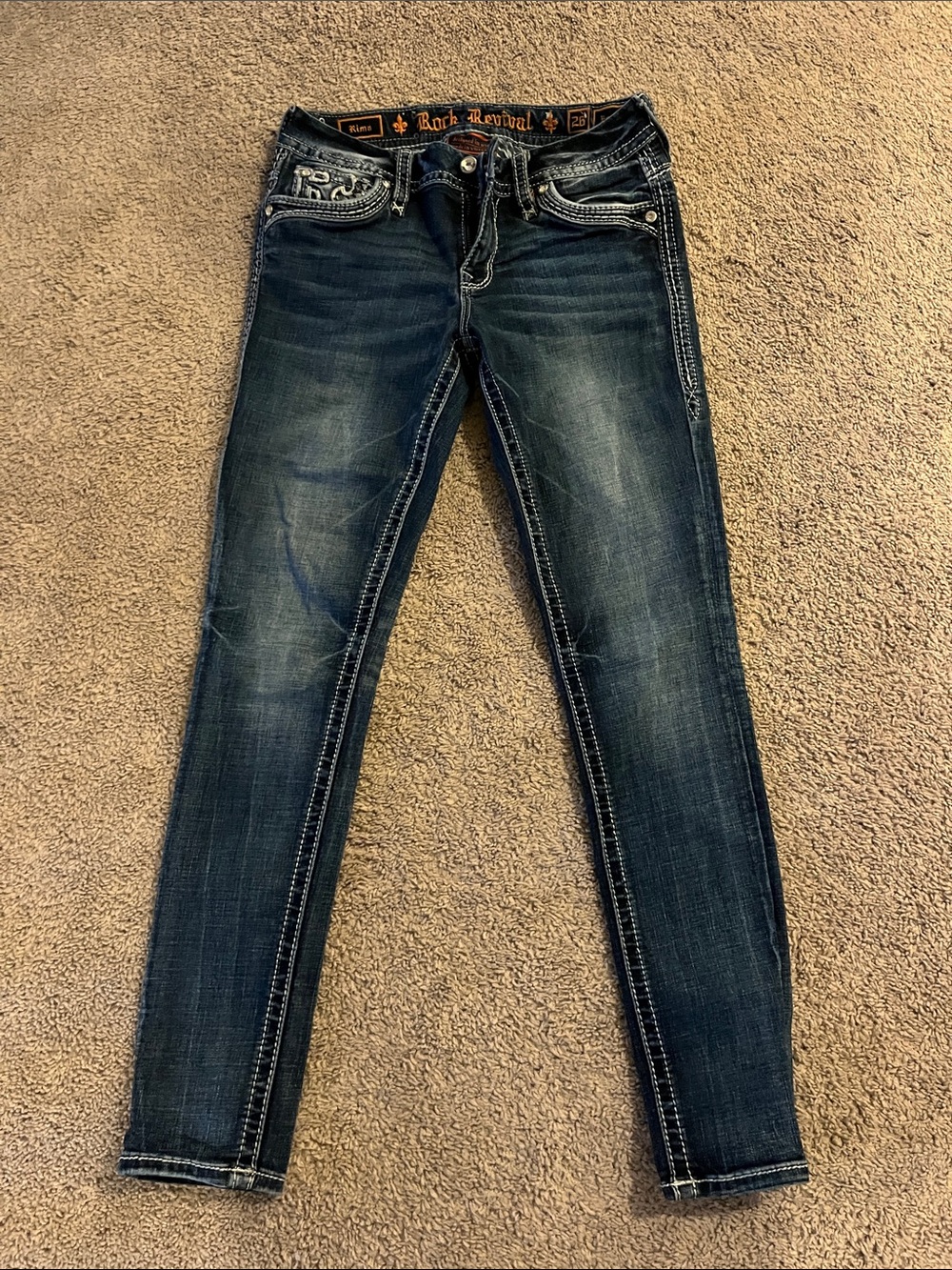 Rock Revival Women's Indigo Skinny Jeans with Contrast Stitching